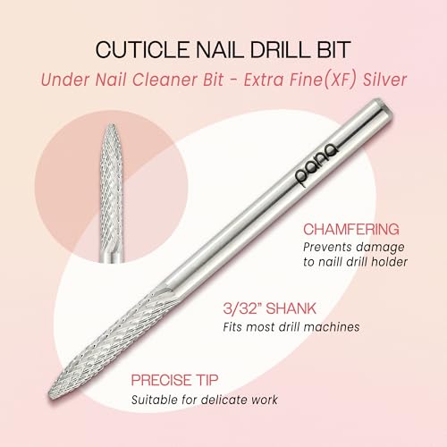 Pana 3/32" Under Nail Cleaner Safety Nail Carbide Bit - for Electric Dremel Drill Machine (Extra Fine, Silver)