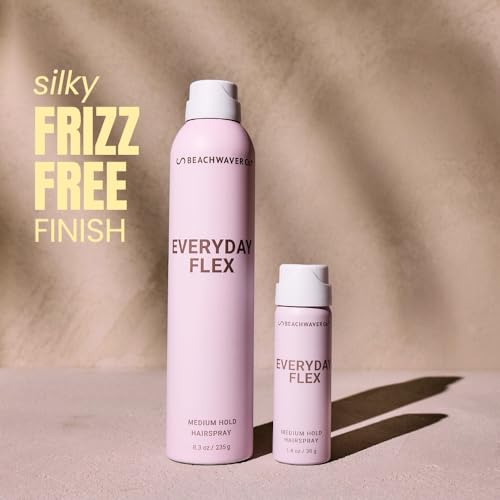 The Beachwaver Co. Everyday Flex Medium-Hold Hairspray - Travel Size (1.4 Oz) | NEW! Flexible, Long-Lasting, Medium Hold - Reduces Frizz & Adds Shine | Brazilian Berry Fragrance