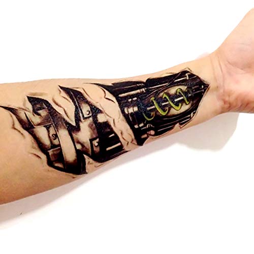 8 Pieces Large 3D Mechanical Parts Gear Arm Eyeball Muscle Body Art Temporary Tattoo