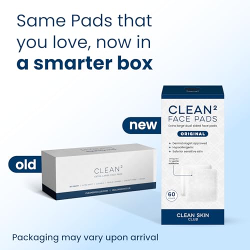 Clean Skin Club Clean©÷ Pads 2.0 [New & Improved Edges] Guaranteed Not to Shed & Tear, Unique Triple Layers, Textured Side & Ultra Soft Side, Organic Disposable Cotton, Pair with Makeup Remover 2 Pack