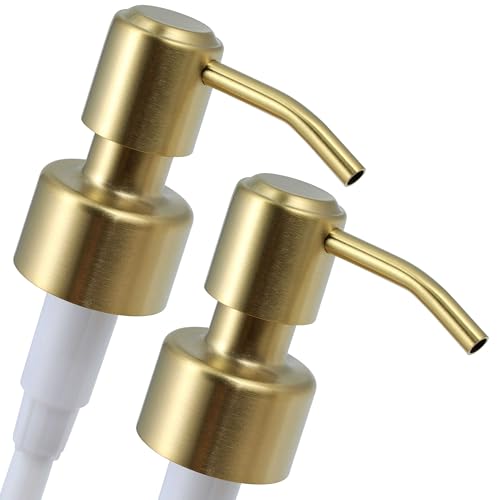 ALTGLAS Twin Pack - 2X Stainless Steel Soap Pump 'Roma' as Replacement for Liquid Hand Soap Dispensers (Brushed Gold) - Fits e.g. Jack Bottle