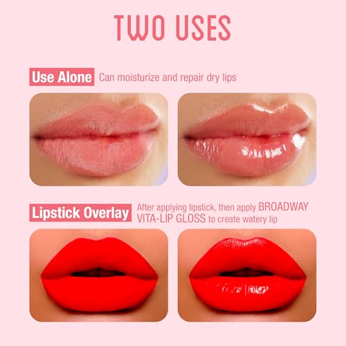 Ruby Kisses Broadway Vita-Lip Clear Lip Gloss (4 Pack Mint, Rosehip, Coconut Oil, Lip Oil Treatment), Ultra-Hydrating & Soothing Formula with Multi-Vitamins, High-Shine Non-Sticky Finish Lip Balm