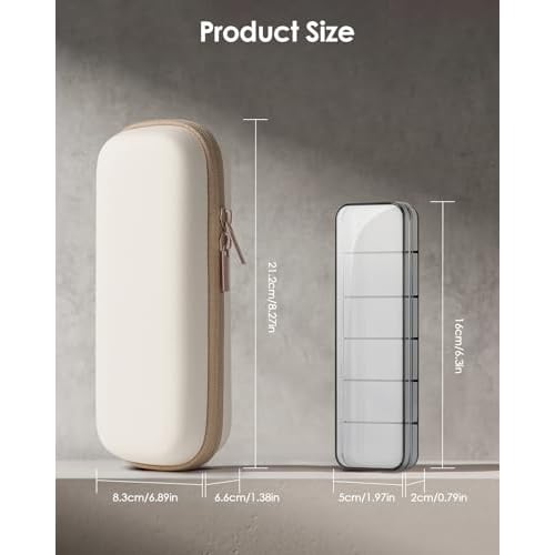Yinke Travel Shaver Case with Attachments Storage Box for Hybrid Electric Trimmer, Waterproof Hard Carrying Case Portable Storage Bag for O Blade, Beige
