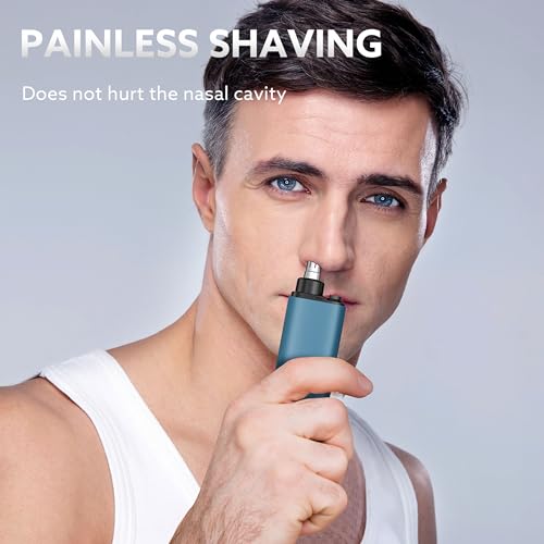 Nose Hair Trimmer for Men,Portable Painless Ear and Nose Hair Trimmer USB Rechargeable,Nose Trimmer Women with 9000 RPM,360¡Æ Rotating Waterproof Dual Edge Blades(Blue)