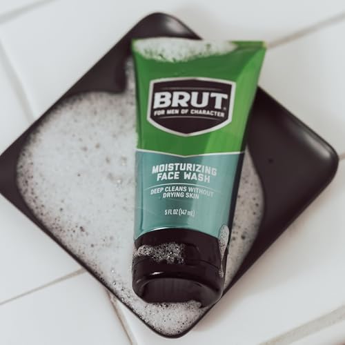 Brut Moisturizing Face Wash - Deep Pore Cleansing and Conditioning Prep for Shaving - Face Cleanser with No Parabens, Phthalates or Dyes - 5 oz