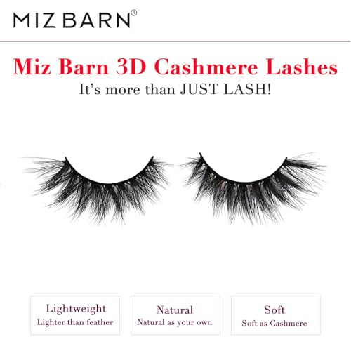 Miz Barn Lashes 3D Cashmere Long Extension Eyelashes Natural Look Soft Reusable False Eyelashes Multipack Wispy Fake Eyelashes 5 Pairs Natural Strip Lashes (CW302)