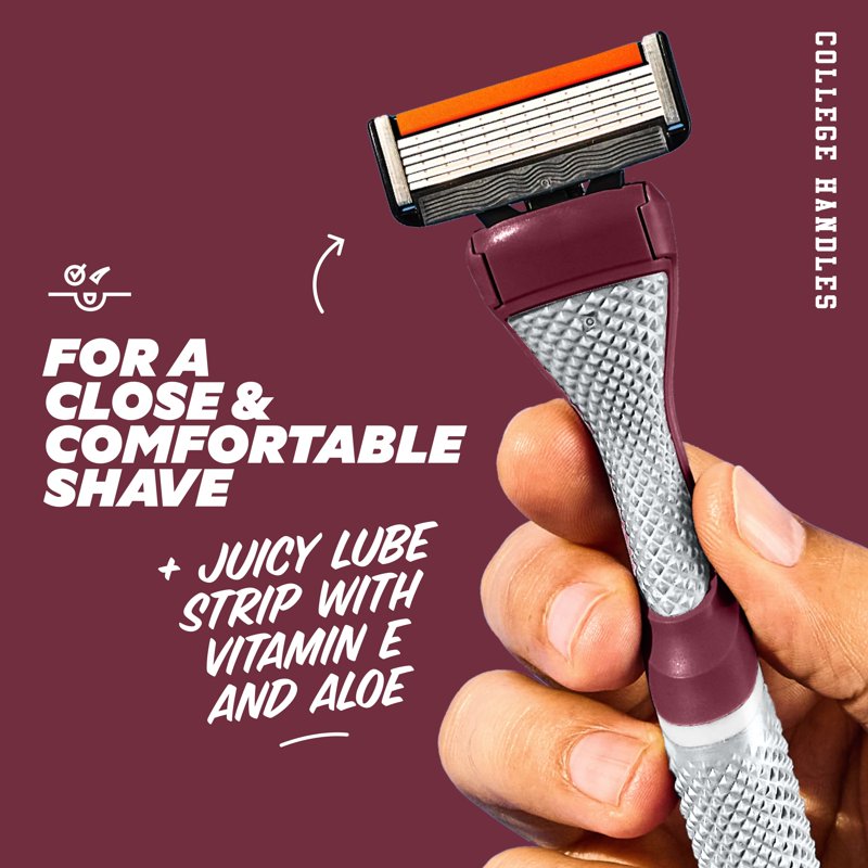 College 6-Blade Razor Starter Set with Custom Team Colors - Grooming Kit