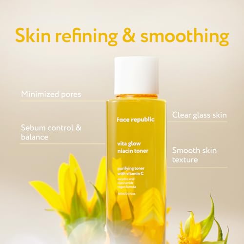 Face Republic Vita Glow Niacin Toner 160ml 5.41 fl oz | Vitamin Complex | Vitalizing & Purifying | Radiant Glow for Dull Skin | 7 Hyaluronic Acids, Vitamin C, Niacinamide | Vegan Korean Skincare