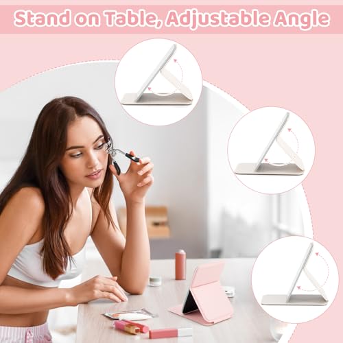 15 Pcs Compact Mirror Bulk, 4.2'' Folding Pocket Mirror for Women, Portable Makeup Mirror for Party Gift Camping Office Home (White Green Pink)