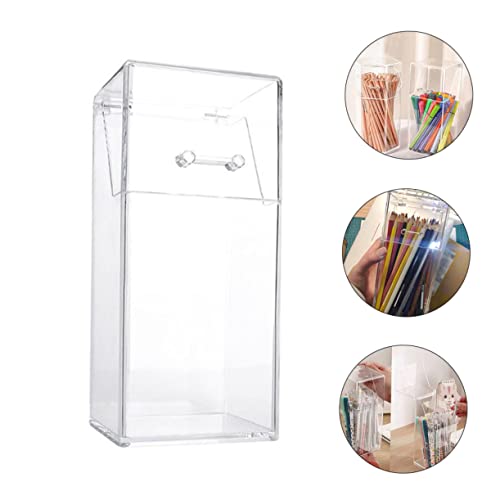 DOITOOL Acrylic Makeup Brush Holder with Lid Clear Pen Holder Storage Box Dust-Free Cosmetic Organizer for Vanity and Desktop 4.33 X 3.35 X 4.33 Inch