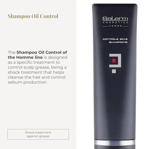 SALERM - Shampoo for Oily Hair - Homme Controle Gras Shampoo - 250 ml - Cleans Hair - Mantain a Clean and Balanced Look - Lightweight Refreshing Formula