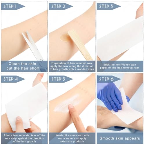 Tudomro 2000 Pcs Large Non-Woven Body Strips for Epilating and Waxing - 2.8 x 7.9 Inch Wax Paper for Women and Men, Arms, Legs, Armpit Hair Removal, White