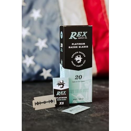 Rex Supply Co., 100 Double Edge Safety Razor Blades, Platinum Coated, Made in the Czech Republic