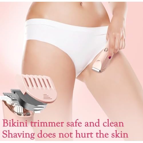 Riokko Bikini Trimmer for Women with LED Light and IPX7 Waterproof Dual Charging, Skin-Safe Cordless Pubic Hair Shaver with Battery Indicator