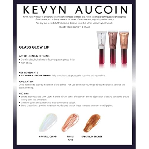 Kevyn Aucoin Glass Glow Lip: Multi-purpose lip gloss highlighter. 3D reflective glaze, comfortable wearing, non-sticky. Moisturize, protect, lock in shine. Makeup artist go to.