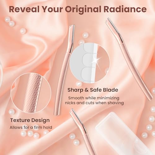 Dermaplaning Tool for Face, Dermaplane Razor for Peach Fuzz with Metal Grip, Professional Eyebrow Razor for Women, Facial Razor for Women Silver (12 Replaceable Blades)