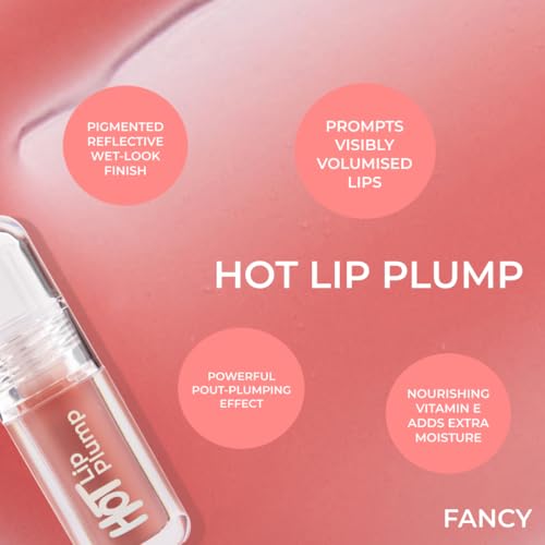 MCoBeauty - Hot Lip Plump Gloss - Fancy, Nude Shade - Moisturising Scented Lip Gloss with Precise Tapered Tip - Contains Vitamin E - Christmas Stocking Stuffers - 10ml