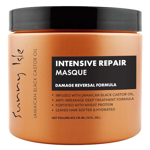 Sunny Isle Jamaican Castor Oil Intensive Repair Masque, Black, Coconut, 16 Fl Oz