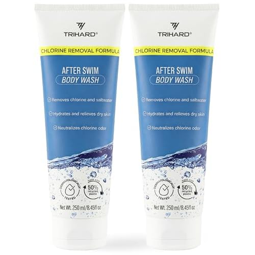 TRIHARD Chlorine Removal Body Wash, Protects and Hydrates Sensitive Skin from Pool and Ocean, Pool Essentials for Post Swim Chlorine Skin Protection (Pack of 2)