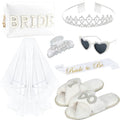 Bachelorette Gifts for Bride, Bride to Be Gifts, Bachelorette Party Decorations,Wedding Veil, Bride Makeup Bag, Bride Slippers, Bride Sash, Bride Hair Clip, Bridal Shower Gifts for Women Girls