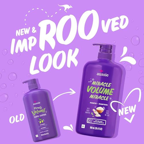 Aussie Miracle Volume with Plum Bamboo, Paraben Free Shampoo, 26.2 Fl Oz