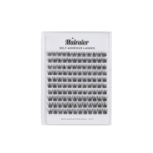 Clear band Self Adhesive 120 pcs DIY Eyelashes No Glue Needed Thin Clear Band 10-14mm C Curl Pre-Glued Natural Fluffy Press on Eyelash Extension Clusters