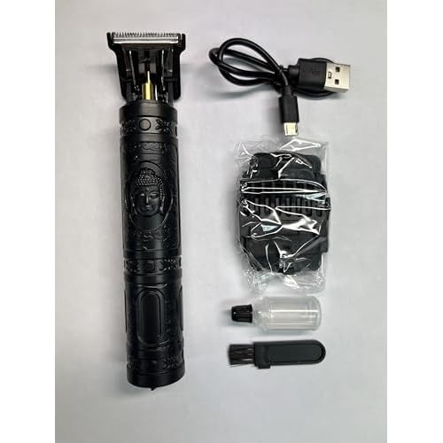 Durable Black Buddah Beard or Hair Trimmer with Cordless Rechargeable Kit Edgers Clippers
