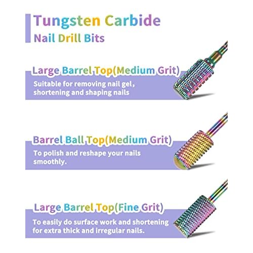 BQAN Nail Drill Bits, 17Pcs Tungsten Carbide Drill Bit Set, Professional 3/32'' Nail Bits For Nail Drill Efile, Acrylic Nails, Manicure Pedicure, Home Salon Nail Art Supplies