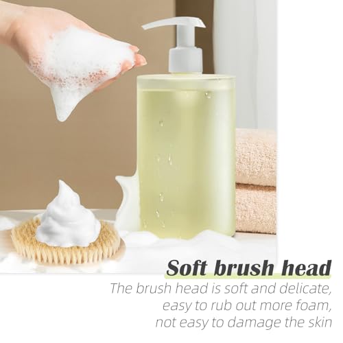 ????Bath Body Brush Shower, 22" Super Long Curved Bamboo Handle Antiskid Back Body Scrubber Wet/Dry Brushing, Moderately Soft Natural Bristle Body Brush for Showering