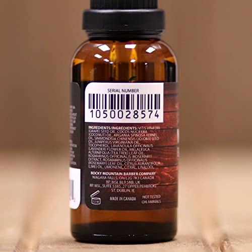 Rocky Mountain Barber Company Men¡¯s Cedarwood Beard Oil - Featuring Grapeseed Oil, Coconut Oil, Argan Oil and Real Cedarwood Essential Oil