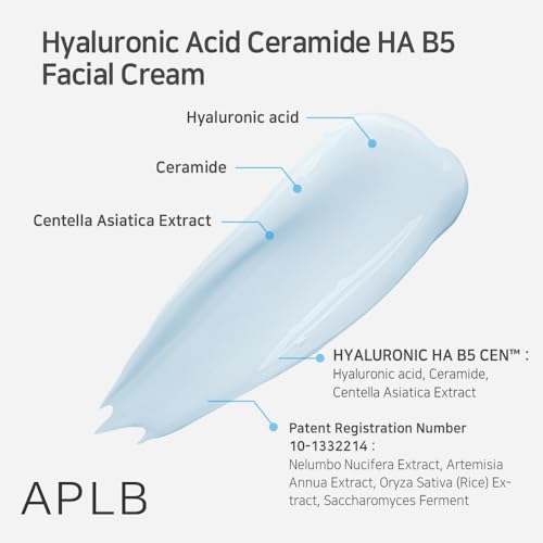 APLB Hyaluronic Acid Ceramide HA B5 Facial Cream | HYALURONIC HA B5 CEN¢â 30.9% 1.86 FL.OZ/Korean Skincare, Deep hydration, Revitalize for gentle and improve skin texture