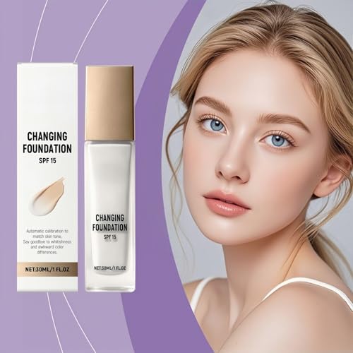 Color-Changing Foundation Makeup - Lightweight, Buildable Coverage with SPF 15 | Natural, Sweat-Resistant & Long-Lasting Wear for All Skin Tones | 30ml