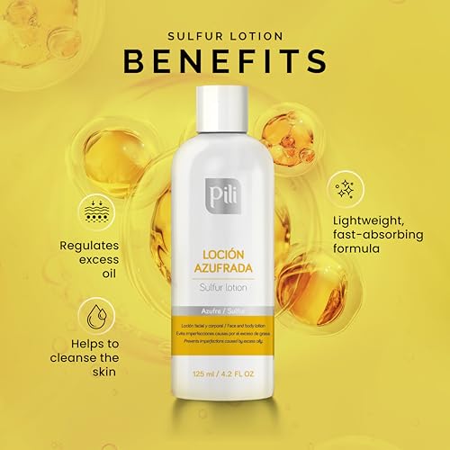 Pili Sulfur Lotion ? Helps Control Oily Skin & Reduce Shine ? Lightweight Face & Body Skincare ? Fast-Absorbing & Non-Greasy Formula ? 4.2 fl. oz.