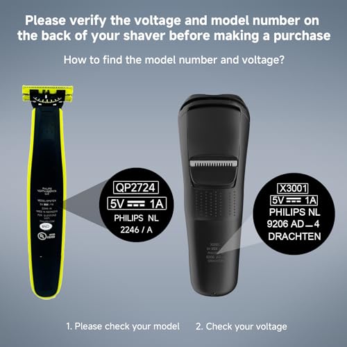 5V Charger Fit for Philips Norelco OneBlade QP2724 MG5910, USB Charging Cord Fit for Wet & Dry Shavers & Trimmers, Compatible with Philips 2000 3000 7000 Series QP2834 MG7910 MG9510 Shavers
