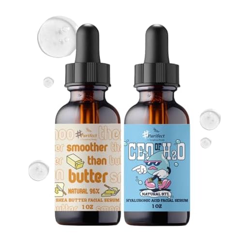 Purifect Smoother Than Butter Shea Butter Facial Serum Bundle with CEO of H2O Hyaluronic Acid Serum Face ? 1 Fl Oz each by Symphony Beauty ? Nourishes, Softens & Hydrates ? Gift Set (2 Items)