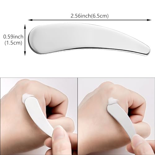 5 Pcs Mini Metal Cosmetic Spatulas Makeup Cream Spoon Skincare Spatula Silver Dig Scoop Practical Beauty Accessories for Mixing and Sampling Makeup Cosmetic Beauty Tools