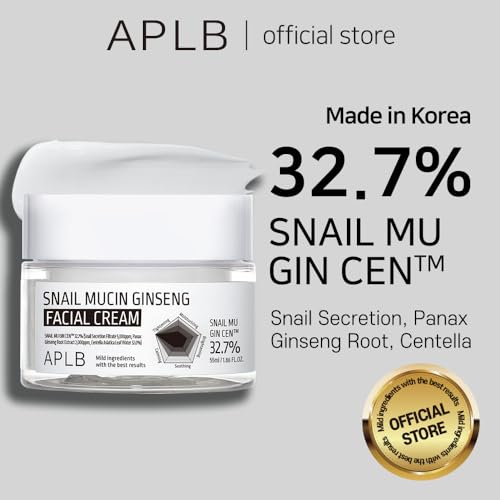 APLB Snail Mucin Ginseng Facial Cream | SNAIL MU GIN CEN¢â 32.7% 1.86 FL.OZ/Korean Skincare, Wrinkle care, Pore care, Improve elasticity for firm skin