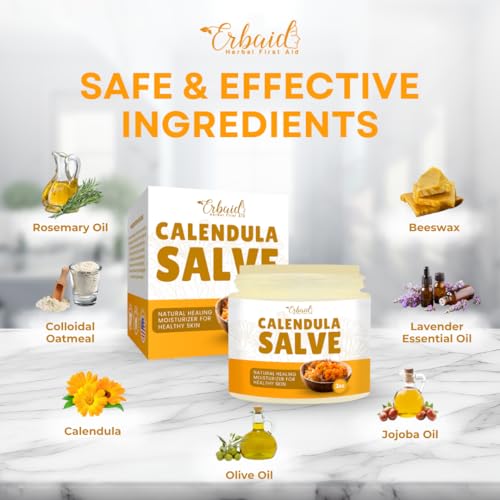 Calendula Ointment ? Calendula Cream & Natural Calendula Salve ? Repair Ointment for Itch Relief & Dry Skin ? Herbal Care for Cuts, Burns, Bug Bites, Diaper Rash & Tattoo Care ? Gentle for Babies