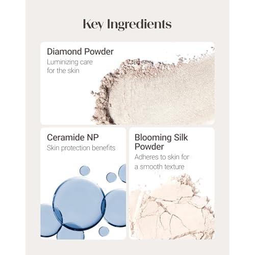 THESAEM Perfect Glam Glow Pact - Illuminating Face Powder with Colorful Pearls for Soft Radiant Glow - Sebum Control Blending Powder with Diamond & Silk - Korean Makeup Highlighter Compact