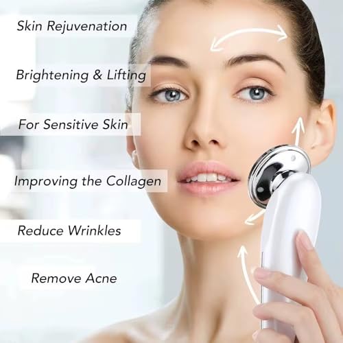 Facial Massager Galvanic Face Lifting 4 in 1 Anti Aging Skin Rejuvenation Beayty Care Tools (White)
