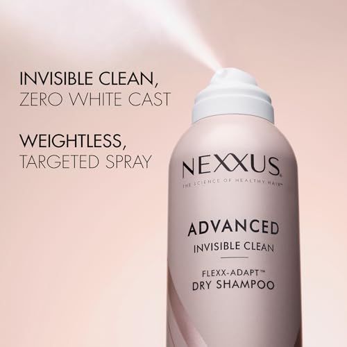 Nexxus Dry Shampoo, Travel-Size 3-Pack, Advanced Invisible Clean ? Instant Oil Control for Soft, Shiny Hair Between Washes, Rose & Waterlily Scent, 1.15 Oz Ea