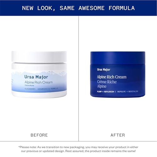 Ursa Major Alpine Rich Cream | Deeply Hydrating & Moisturizing Natural Face Lotion | Supports Skin Barrier and Targets Fine Lines | Vegan, Non-Toxic, Cruelty-Free | 1.69 ounce