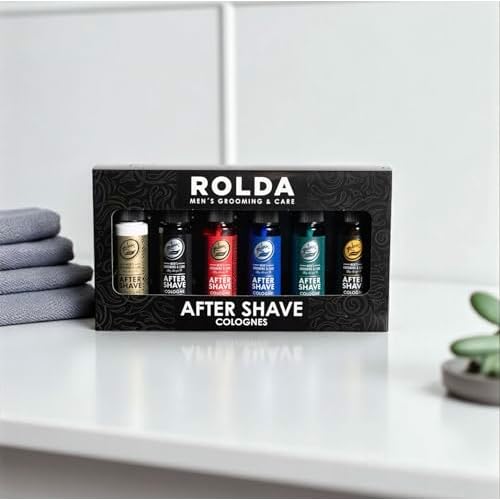 Rolda R Collection Aftershave for Men - 6 Full-Size After Shave Spray Tonic - Soothing Barber Essentials Skin Care with Long-Lasting Masculine Scents (6 ct)