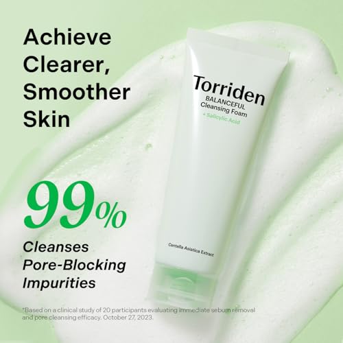 Torriden BALANCEFUL Pore Cleansing Foam 150ml (5.07 fl.oz.) | Mildly Exdfoliates and Refines Pores | Salicylic Acid, BHA, PHA, 5D CICA