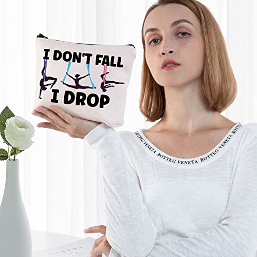 BWWKTOP Aerialist Cosmetic Makeup Bag Aerial Yoga Gifts I Don't Fall I Drop Aerial Dancer Makeup Zipper Pouch Bag Aerial Silk Gifts (I Don't Fall)