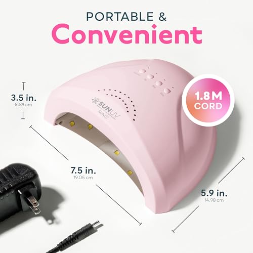 SUNUV LED Nail Lamp, UV Light Gloves for Gel Nails, Fingerless UPF 50+ Anti UV Gloves for Gel Lamp, Nails Dryer with Sensor 2 Timers SUNONE Pink