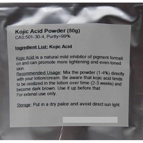 Pure Kojic Acid Powder, 50g, for DIY Lotion Cream Serum Soap (Pack of 2)