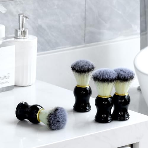 Patelai 4pcs Shaving Brush for Men Hand Crafted Shaving Brush for Wet Shave Using Shaving Cream Premium Quality Hair Bristle Bamboo Black Handle Shave Brush for Bearded Man Father Boyfriend Gifts