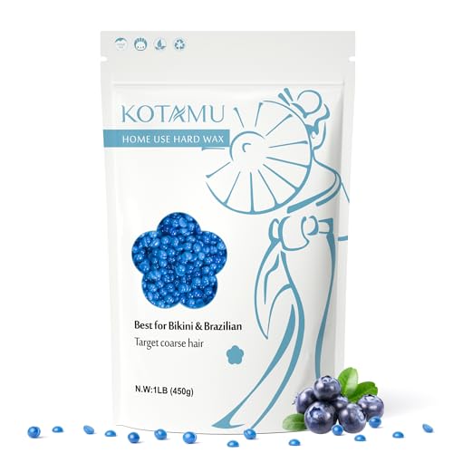 KOTAMU Black Digital Waxing Kit with Silicone Wax Warmer Replacement Pot, White Unscented Waxing Beads for Women& Men Thick Thin Hair Removal at Home, Including Face Eyebrows Armpit Legs Bikini