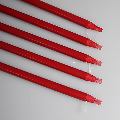 2pcs Permanent Makeup Red Pencil Eyebrow and Lip Mapping with Brush Hard Core Peel Off Lip Tattoo Design Pencil (2pcs)